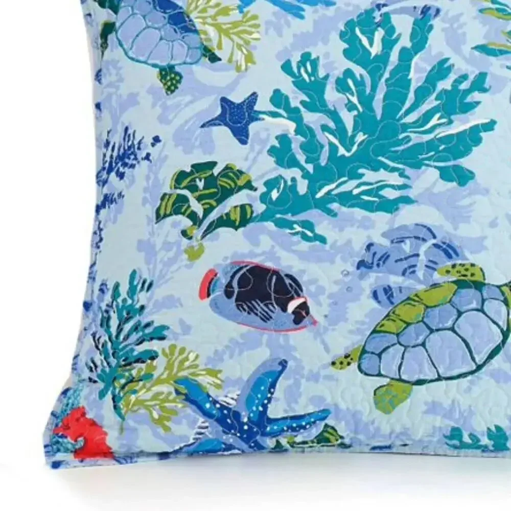 NEW Vera Bradley 100% Cotton Shore Thing Blue Misty Surf KING‎ Pillow Sham